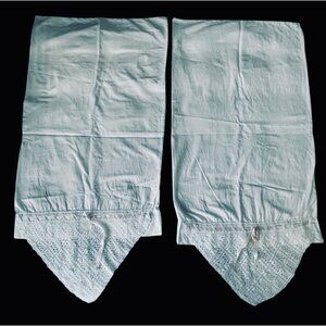 White Pillowcases With Crocheted Lace Trim & Delicate Ribbon Detail Vintage